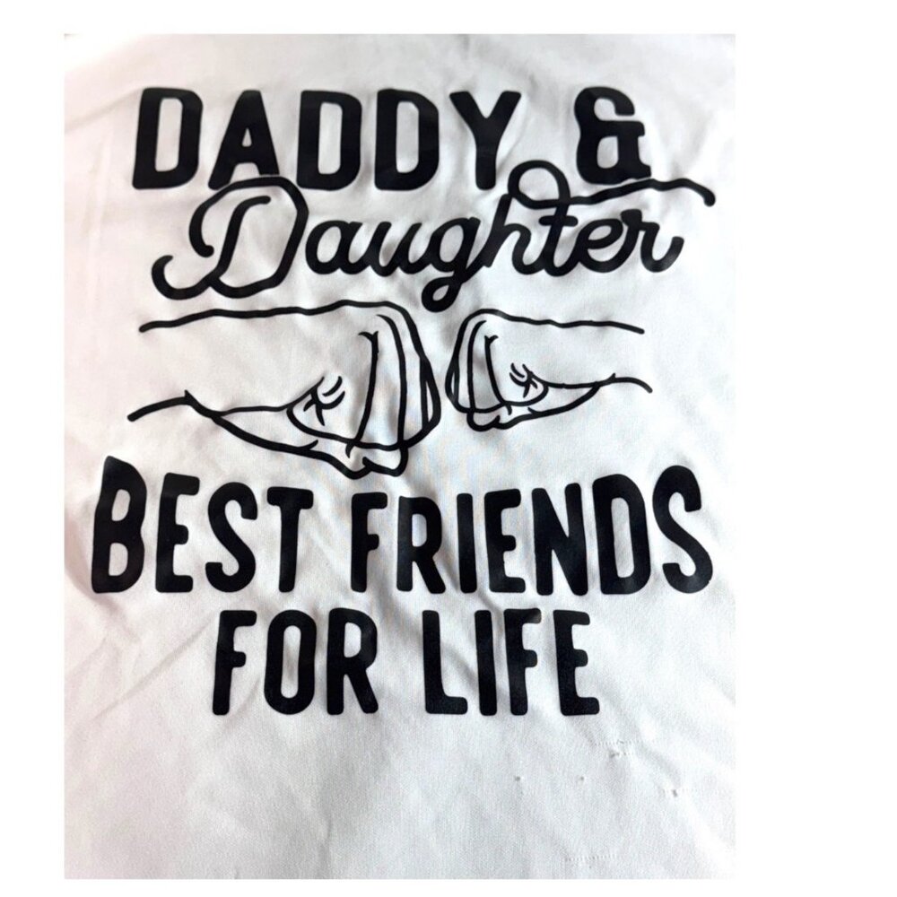 Daddy & Daughter Best Friends For Life White Graphic T-Shirt L Adult Tee READ